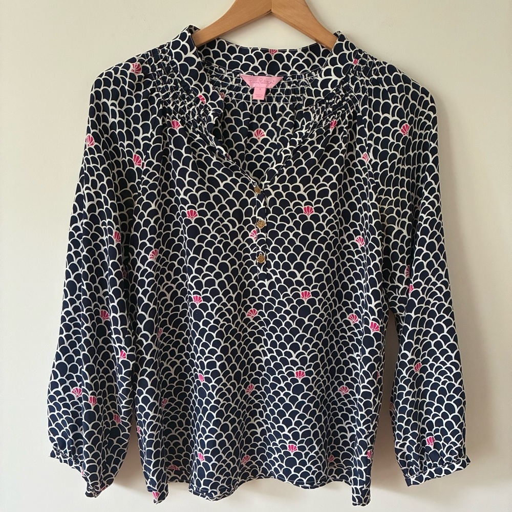 Lilly Pulitzer Silk Waves Blouse Size 4